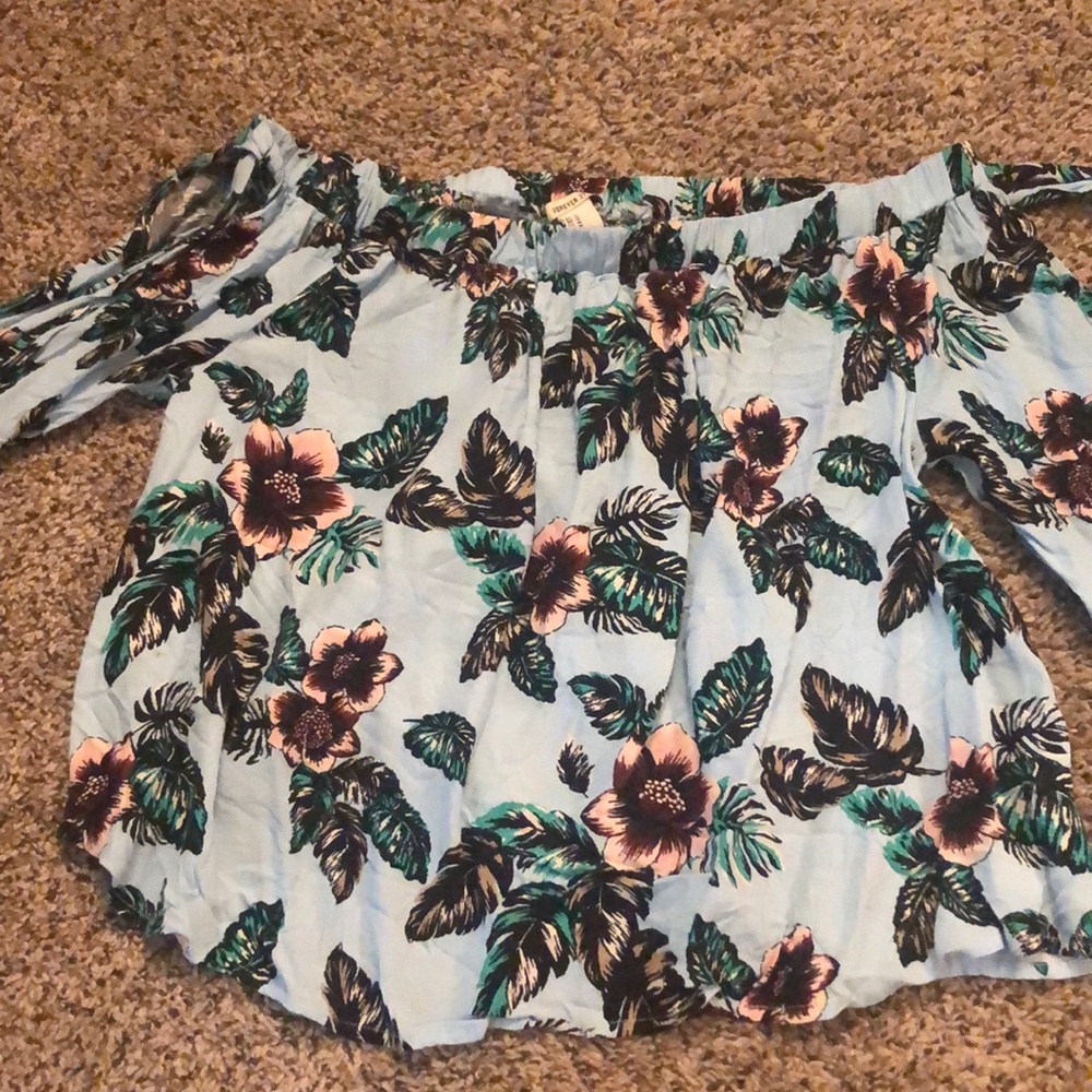 Off the shoulder floral shirt